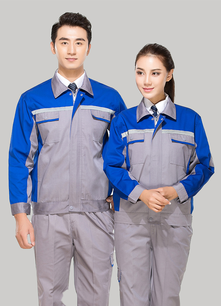 合肥工作服定制，定做合肥工作服款式灰色拼蓝色套装GZ-8013