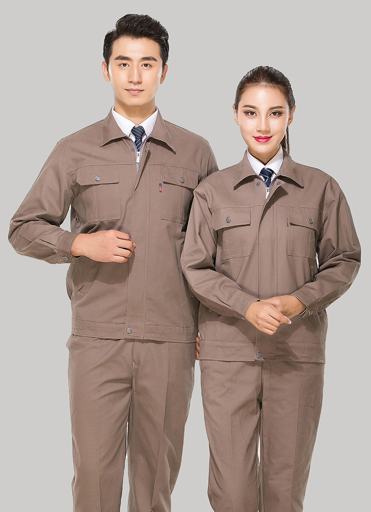 淮南市煤矿工人工作服定做厂家定制工服款式全棉卡其色套装GZ-8022
